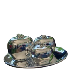 deco bandejas manzana plata