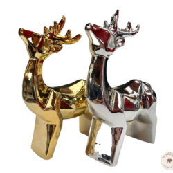 deco figuras adornos alces dorados y plateados