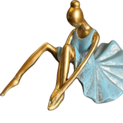 deco figuras adornos bailarina dorada celeste