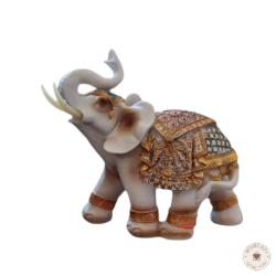 deco figuras adornos elefante blanco dorado ceramico