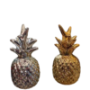 deco figuras adornos figuras ceramico piña dorado y plateado