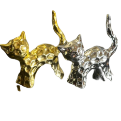 deco figuras adornos gatos plateado dorado