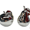 deco figuras adornos manzana y pera plata ceramico pintado