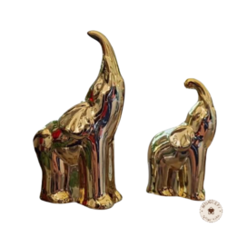 deco figuras adornos pareja elefantes plata y dorado