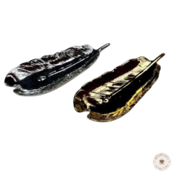deco figuras bandeja pequeña ceramico plateado y dorado diseño pluma