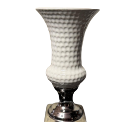 deco florero plata con blanco