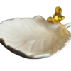 deco jabonera hoja blanca pajaro ceramico