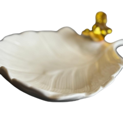 deco jabonera hoja blanca pajaro ceramico