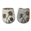 deco porta velas blanco plata diseño hojas