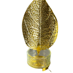 deco portavela candelabro hoja dorado